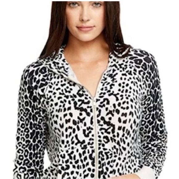 CHASER Hooded Sweatshirt Snow Leopard Cheetah Animal Print Hoodie Sz L/Large - Picture 4 of 10